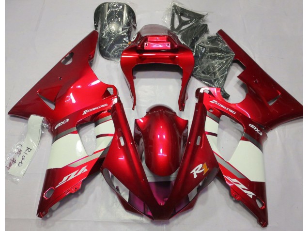 Mejores 2000-2001 Fuego Rojo & Blanco Yamaha R1 Carenados Moto