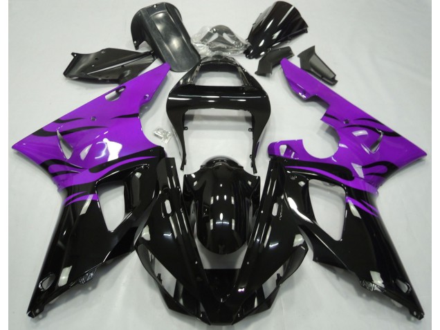 Mejores 2000-2001 Negro Llama & Morado Yamaha R1 Carenados Moto