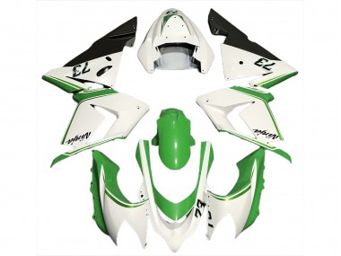 Mejores 2004-2005 Blanco Brillante & Verde Kawasaki ZX10R Carenados Moto