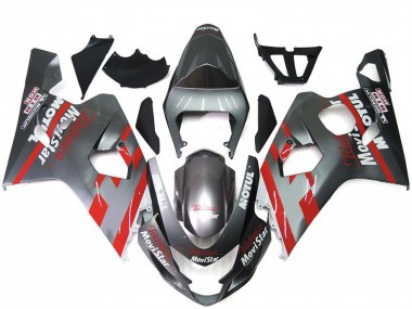 Mejores 2004-2005 Plata & Rojo Movistar Suzuki GSXR 600-750 Carenados Moto