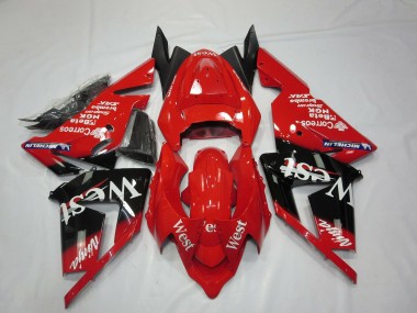 Mejores 2004-2005 Rojo West Kawasaki ZX10R Carenados Moto