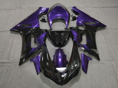 Mejores 2005-2006 Negro Brillante & Morado Kawasaki ZX6R Carenados Moto