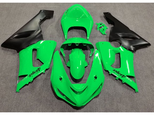 Mejores 2005-2006 Verde Brillante Kawasaki ZX6R Carenados Moto