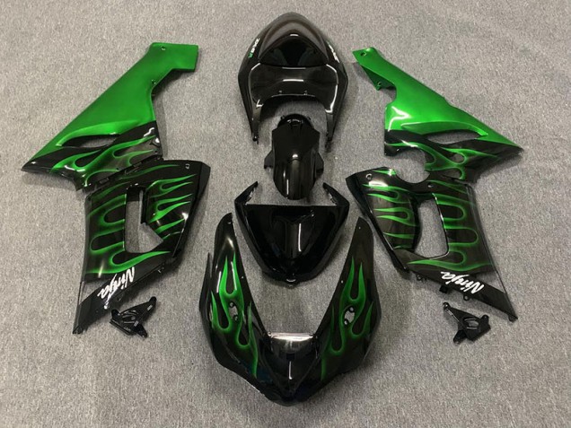 Mejores 2005-2006 Verde Llama Kawasaki ZX6R Carenados Moto