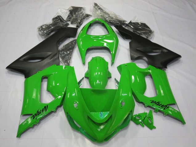 Mejores 2005-2006 Verde Negro Kawasaki ZX6R Carenados Moto