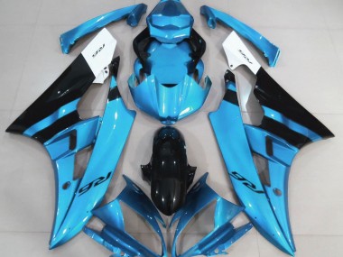 Mejores 2006-2007 Azul Claro Brillante & Negro Yamaha R6 Carenados Moto