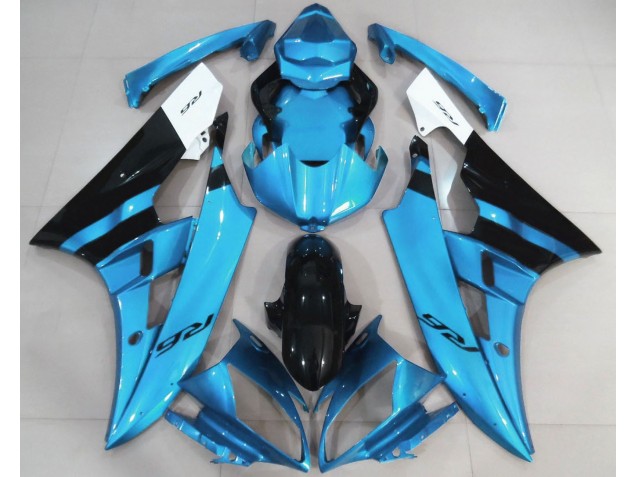 Mejores 2006-2007 Azul Claro Brillante & Negro Yamaha R6 Carenados Moto