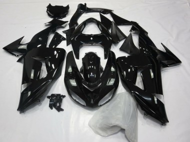 Mejores 2006-2007 Negro Brillante Liso Kawasaki ZX10R Carenados Moto