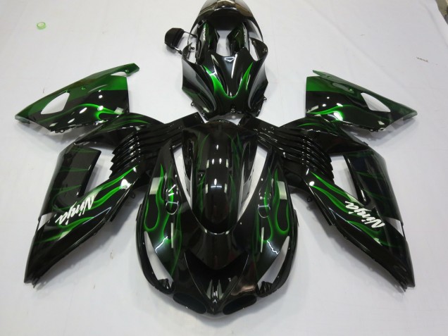 Mejores 2006-2011 Verde Llama Kawasaki ZX14R Carenados Moto