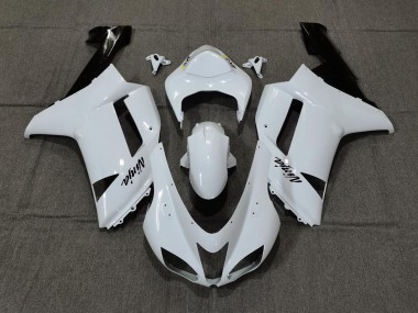 Mejores 2007-2008 Blanco Liso Brillante Kawasaki ZX6R Carenados Moto