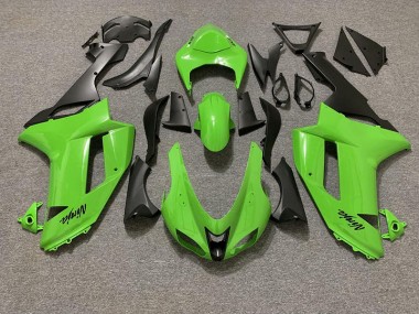 Mejores 2007-2008 Verde Brillante & Negro Mate Kawasaki ZX6R Carenados Moto