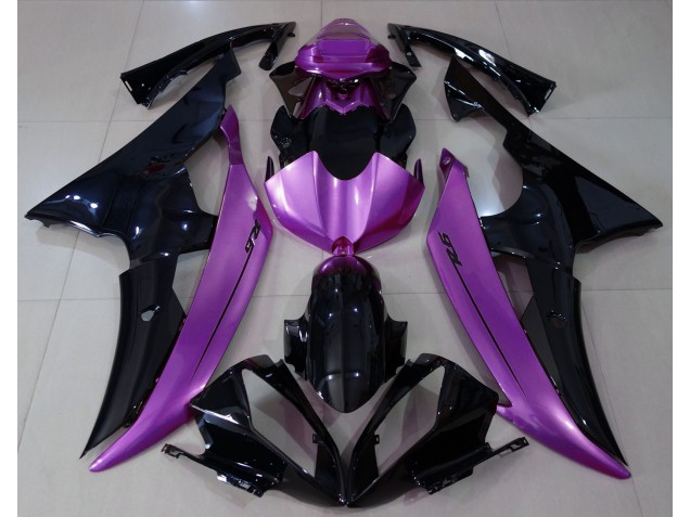 Mejores 2008-2016 Negro Brillante & Morado Rosa Yamaha R6 Carenados Moto