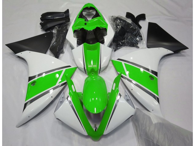 Mejores 2009-2011 Blanco Brillante & Verde Yamaha R1 Carenados Moto