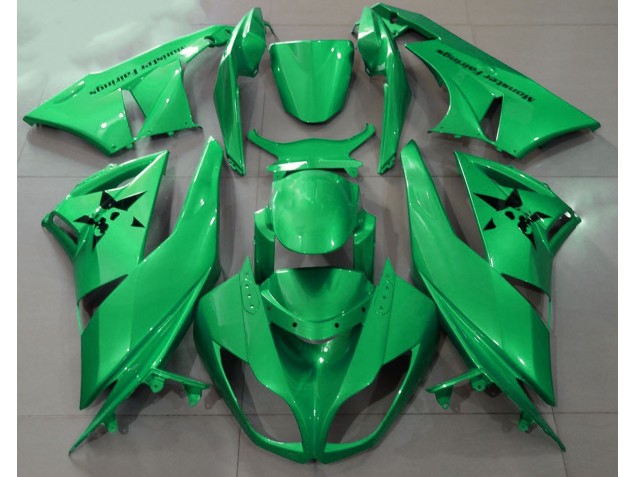 Mejores 2009-2012 Verde Brillante & Logotipos Personalizados Kawasaki ZX6R Carenados Moto