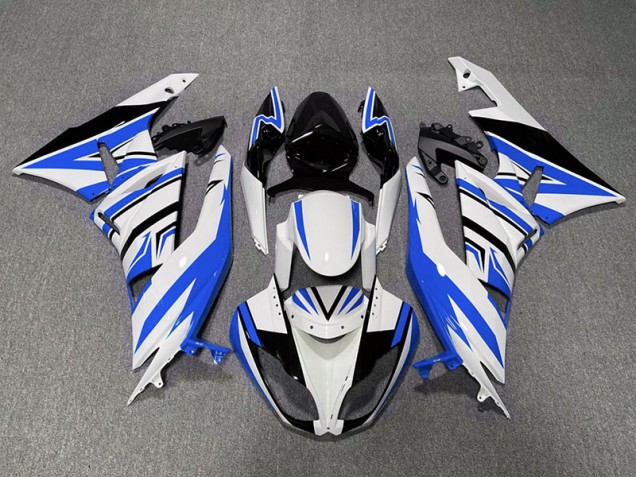 Mejores 2009-2012 Zag Azul Blanco & Negro Kawasaki ZX6R Carenados Moto