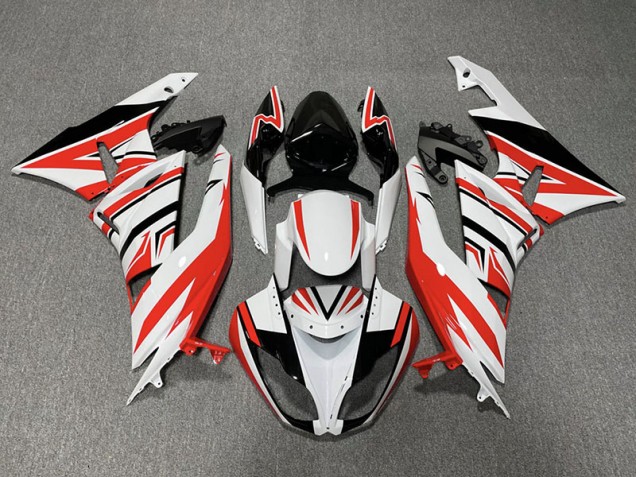 Mejores 2009-2012 Zag Rojo Blanco & Negro Kawasaki ZX6R Carenados Moto