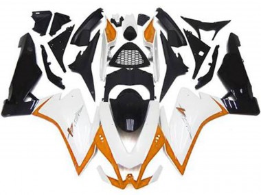 Mejores 2010-2015 Blanco Brillante & Naranja Aprilia RSV4 1000 Carenados Moto