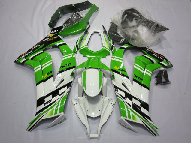 Mejores 2011-2015 Verde Blanco Negro Kawasaki ZX10R Carenados Moto