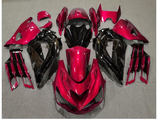 Mejores 2012-2021 Rojo Brillante & Negro Kawasaki ZX14R Carenados Moto