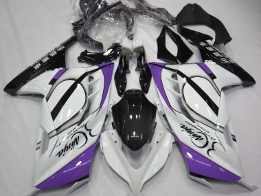 Mejores 2013-2018 Blanco Brillante & Morado Kawasaki Ninja 300 Carenados Moto