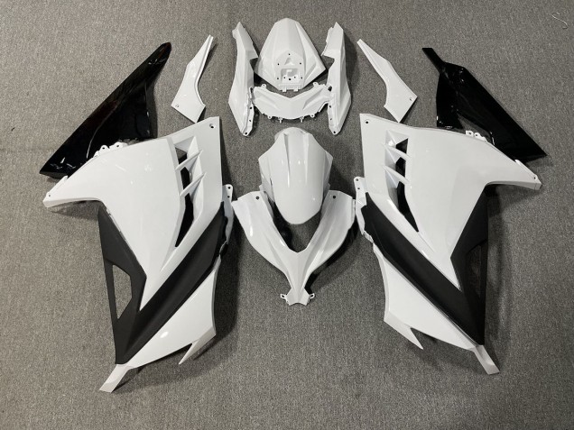 Mejores 2013-2018 Brillo Nítido Blanco & Negro Kawasaki Ninja 300 Carenados Moto