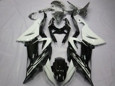 Mejores 2013-2018 Liso Brillo Negro Blanco Kawasaki ZX6R Carenados Moto