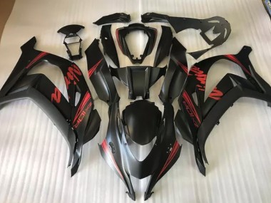 Mejores 2016-2019 Negro Satinado & Rojo Kawasaki ZX10R Carenados Moto