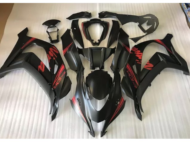 Mejores 2016-2019 Negro Satinado & Rojo Kawasaki ZX10R Carenados Moto