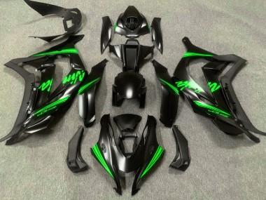 Mejores 2016-2019 Negro Satinado & Verde Kawasaki ZX10R Carenados Moto